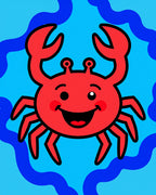 Happy Red Crab Ocean Waves Rug