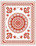 Crimson Floral Mandala Border Rug