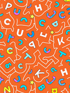 Retro Alphabet Doodle Orange Rug