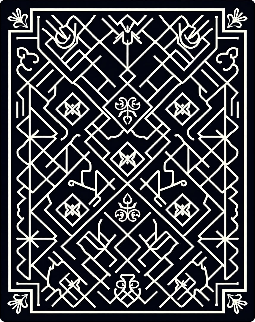 Black White Geometric Art Deco Rug