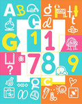 Bright Alphabet and Number Collage Rug