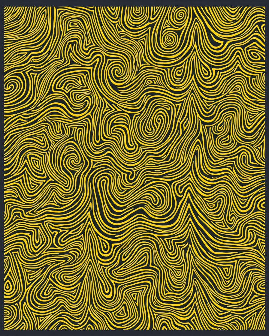 Golden Swirl Abstract Terrain Rug