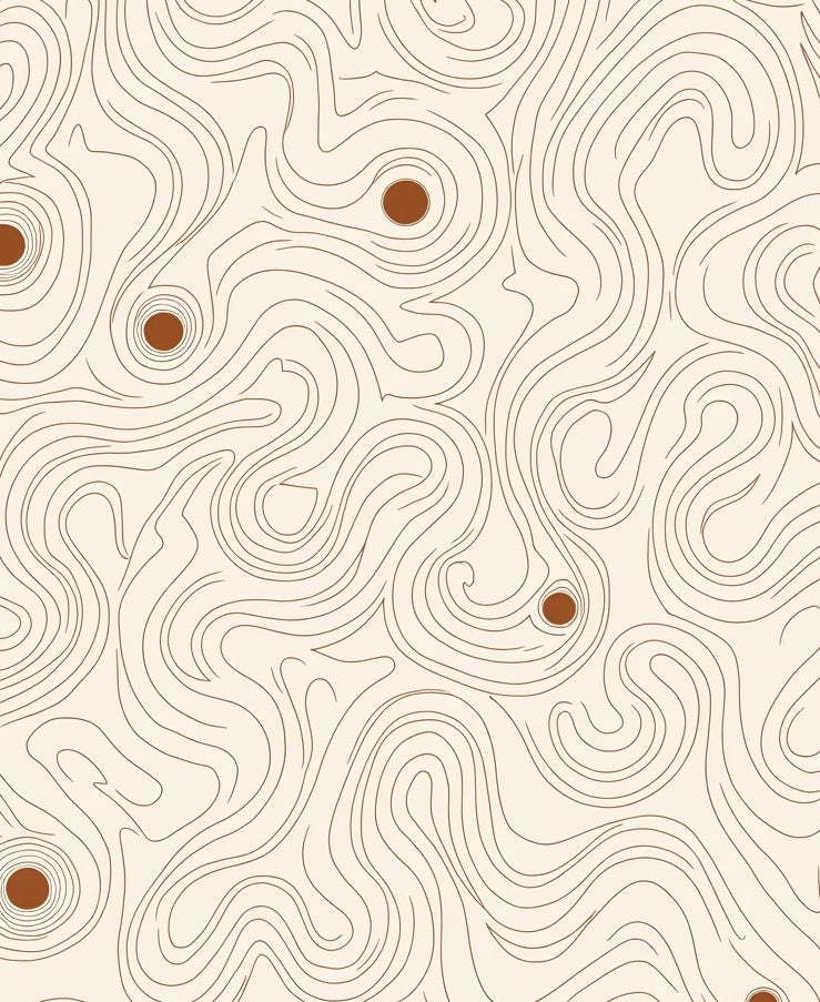 Organic Cream Brown Swirl Topography Rug