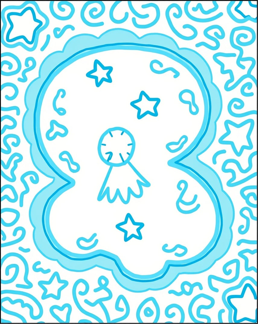 Playful Aqua Stars Swirls Rug