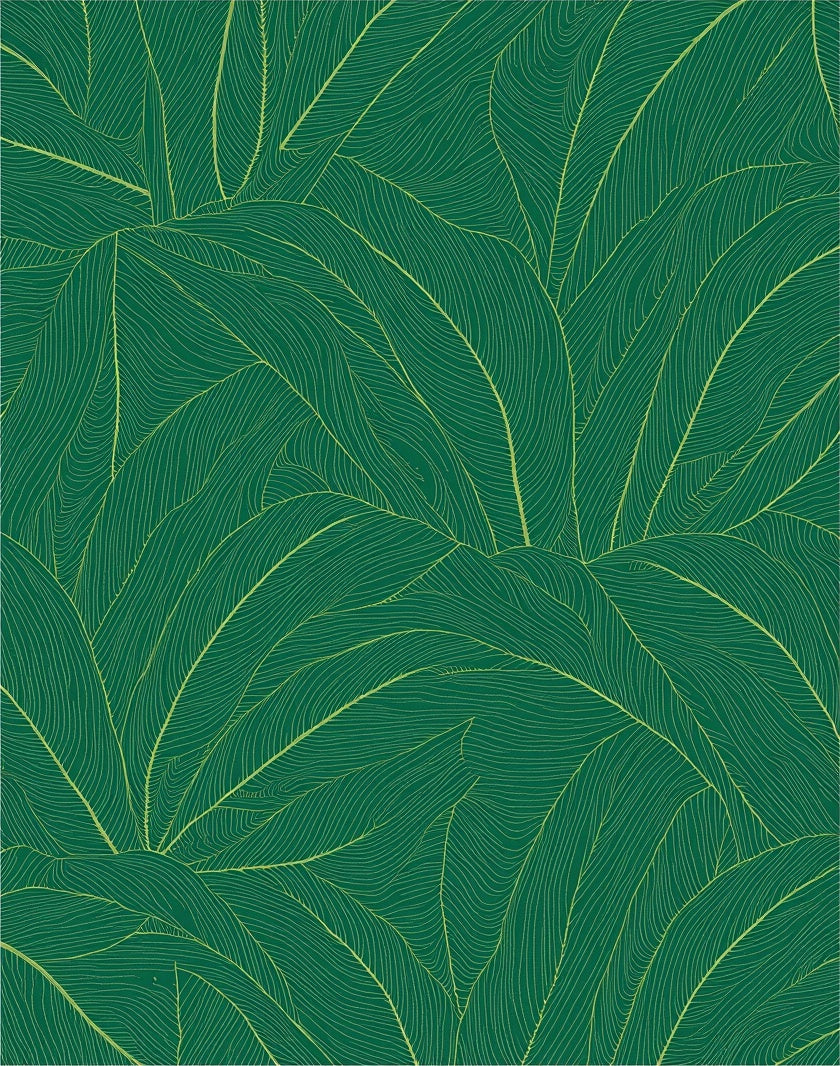 Emerald Green Leafy Woven Rug