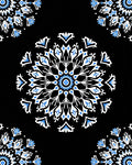 Black White Blue Floral Mandala Rug
