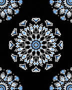 Black White Blue Floral Mandala Rug
