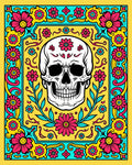 Vibrant Skull Floral Frame Rug