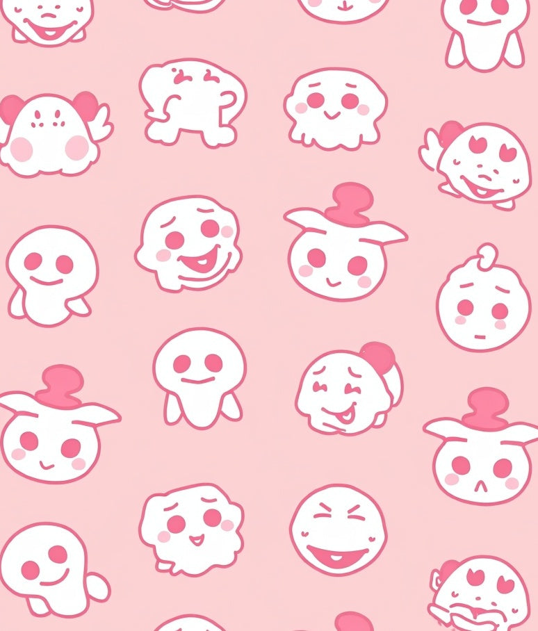 Playful Pink Ghost Friends Collection Rug