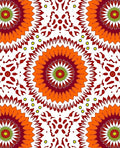 Vibrant Red Orange Sunburst Mandala Rug