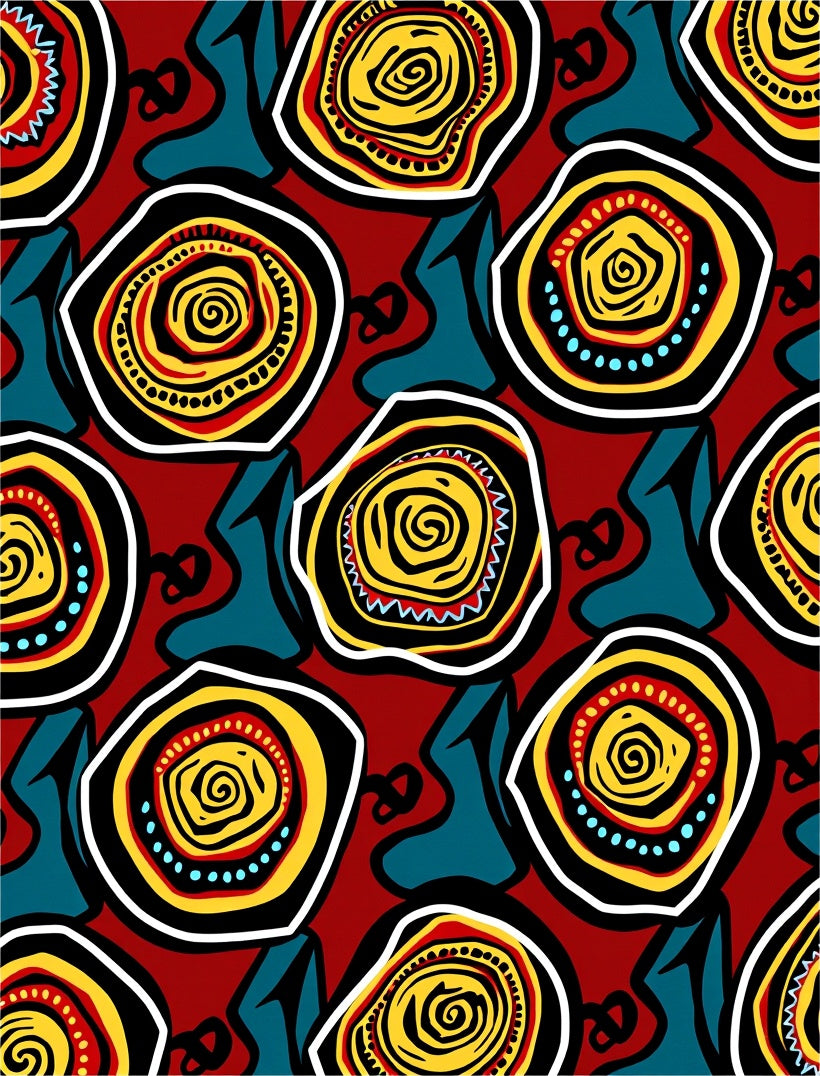 Vibrant Red Abstract Swirl Circles Rug