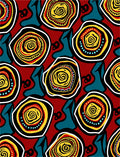 Vibrant Red Abstract Swirl Circles Rug