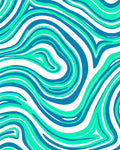 Modern Blue Aqua Swirl Rug