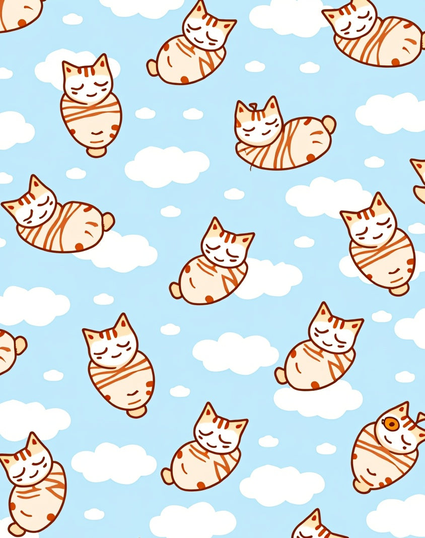 Cute Sleeping Cats In Sky Clouds Rug