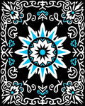 Black Sky Blue Starburst Medallion Rug