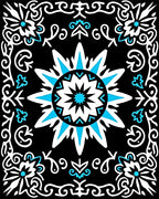 Black Sky Blue Starburst Medallion Rug