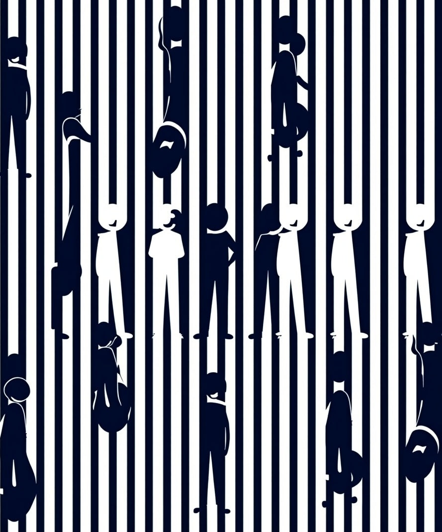 Dark Blue White People Stripe Rug