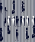 Dark Blue White People Stripe Rug