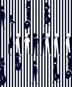 Dark Blue White People Stripe Rug