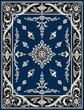 Midnight Blue Ornate Foliage Mandala Rug