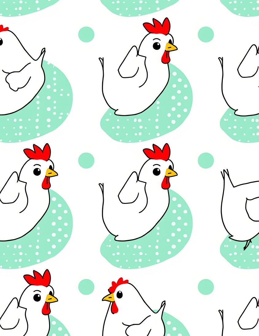 Cute White Chicken Farm Animals Rug