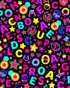 Vivid Neon Alphabet Stars Hearts Rug