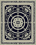 Classic Ivory Medallion Black Rug