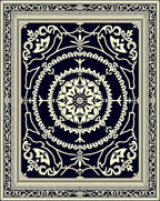Classic Ivory Medallion Black Rug
