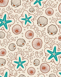 Coastal Teal Starfish Shell Scallop Swirls Rug