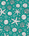 Teal White Underwater Starfish Coral Seamless Rug