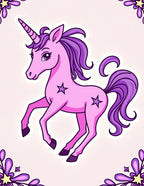 Whimsical Pink Purple Unicorn Star Rug