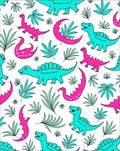 Playful Pink Turquoise Dinosaur Jungle Rug