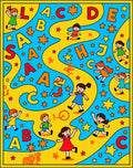 Alphabet Children Yellow Blue Playful Rug