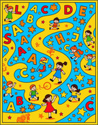 Alphabet Children Yellow Blue Playful Rug
