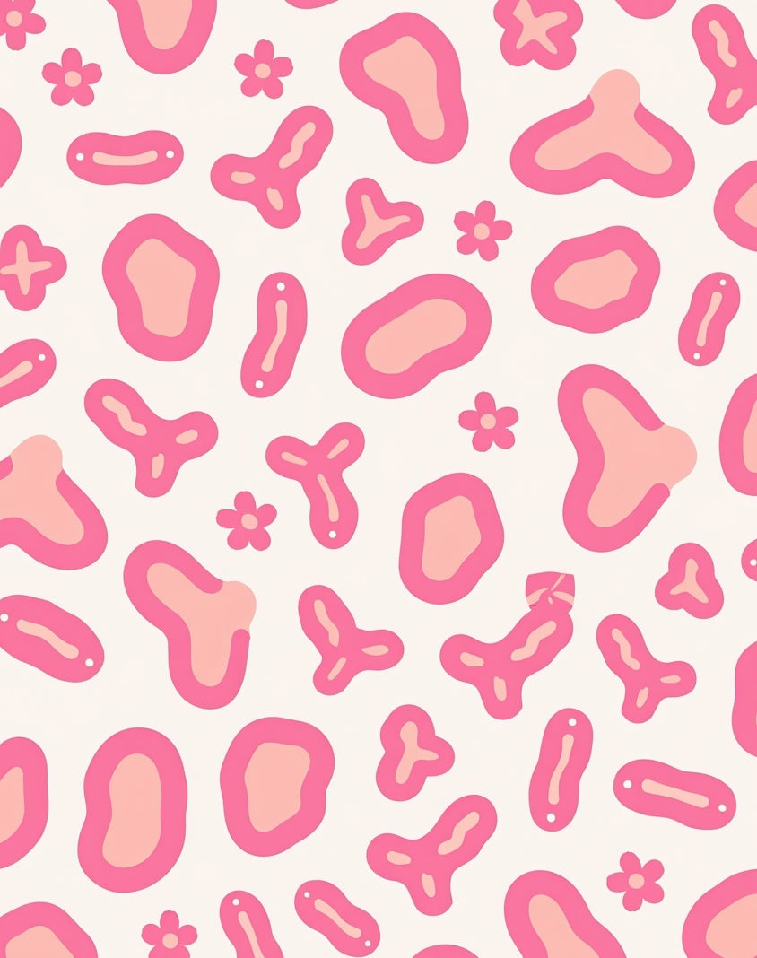 Chic Pink Cow Abstract Floral Rug