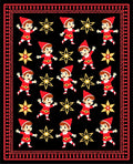 Crimson Elf Star Black Decorative Border Rug