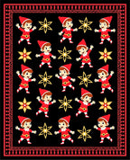 Crimson Elf Star Black Decorative Border Rug