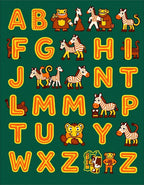 Jungle Alphabet Animals Green Rug