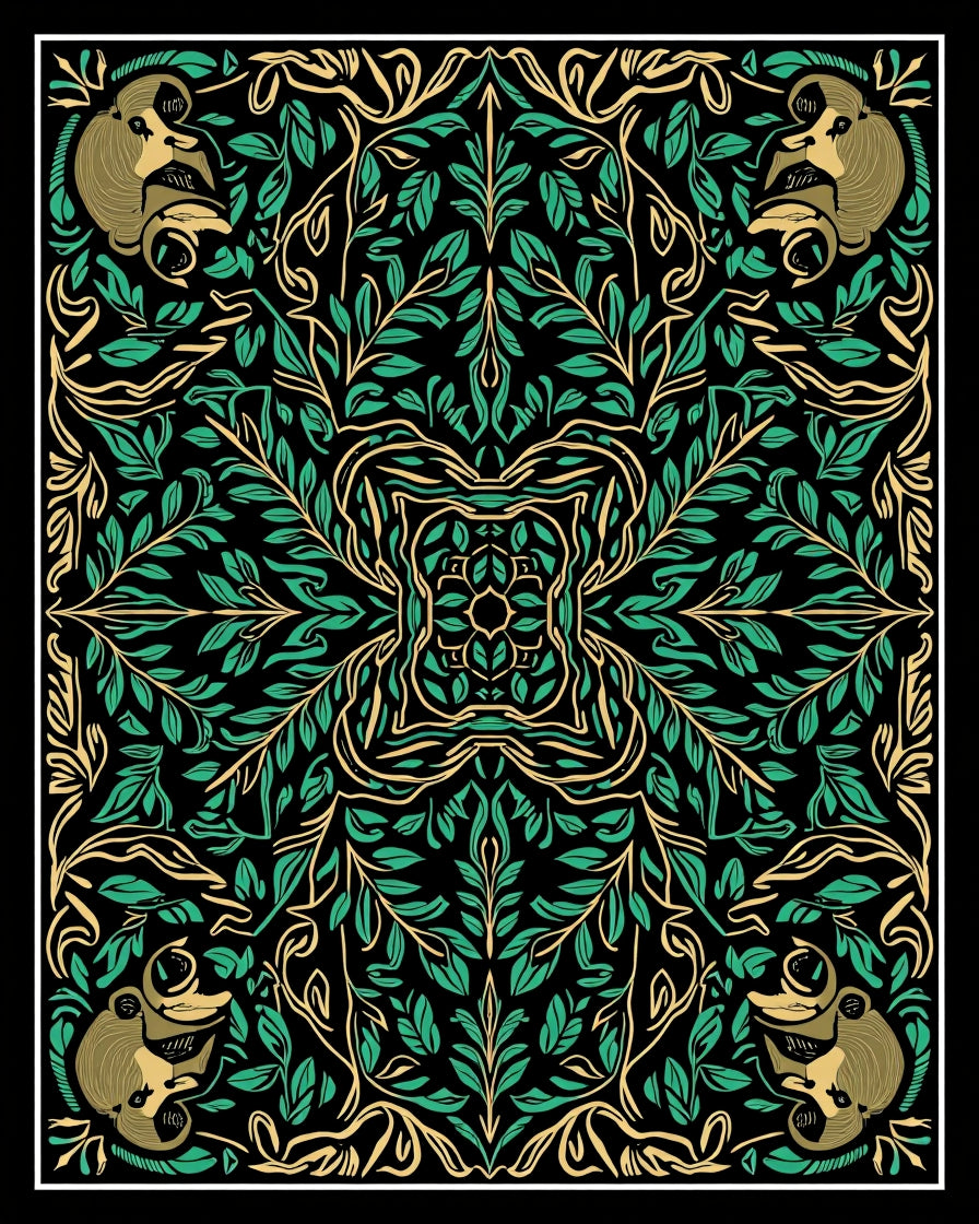 Emerald Green Monkey Foliage Tapestry Rug