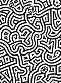 Bold Black Linear Maze Rug