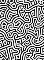 Bold Black Linear Maze Rug