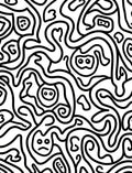 Whimsical Black And White Doodle Swirls Rug