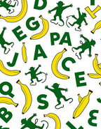 Playful Green Monkey Banana Alphabet Rug