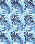Cool Blue Leafy Camouflage Abstract Rug