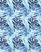 Cool Blue Leafy Camouflage Abstract Rug