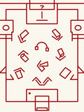 Crimson Geometric Symbol Scatter Rug