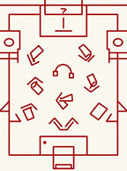Crimson Geometric Symbol Scatter Rug