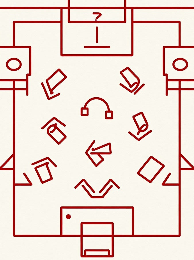 Crimson Geometric Symbol Scatter Rug