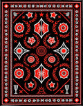 Modern Black Red Geometric Star Rug
