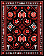 Modern Black Red Geometric Star Rug